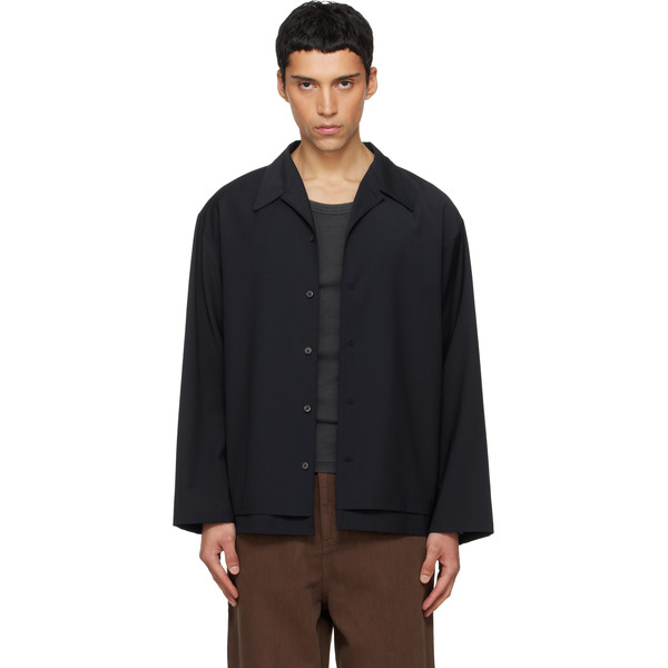  Le17septembre Navy Double-layered Open Collar Shirt 