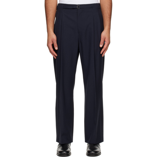  Le17septembre Navy Pleat Belted Trousers 