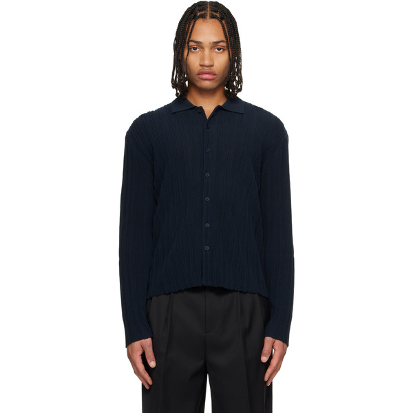  Le17septembre Navy Ribbed Cardigan 
