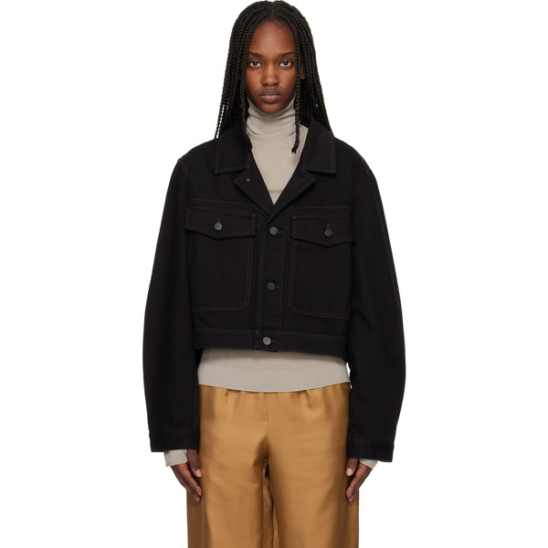  Lemaire Black Cropped Blouson Denim Jacket 