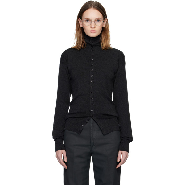  Lemaire Gray Buttoned Fitted Cardigan 