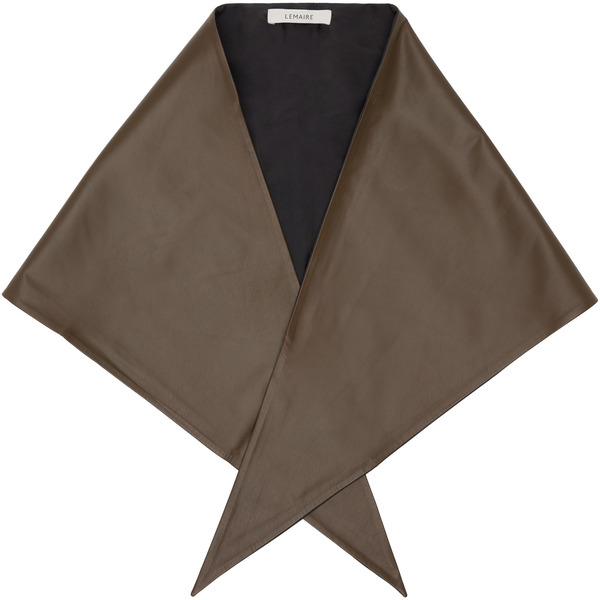  Lemaire Khaki Large Leather Triangle Scarf 