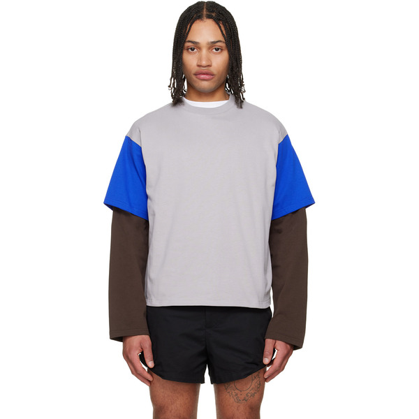  Lii Gray Contrast Sleeve T-shirt 