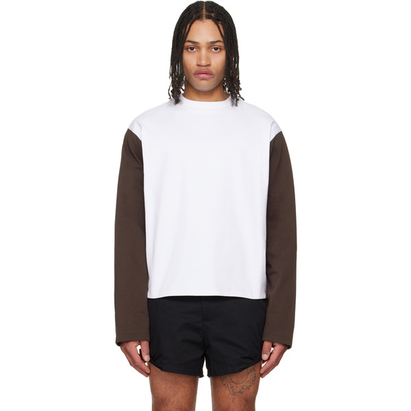  Lii White Contrast Long Sleeve T-shirt 
