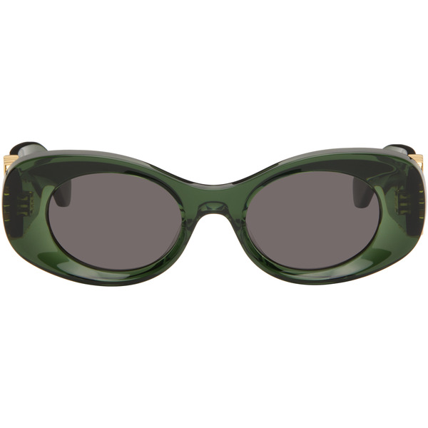  Loewe Green Beveled Oval Maxi Anagram Sunglasses 