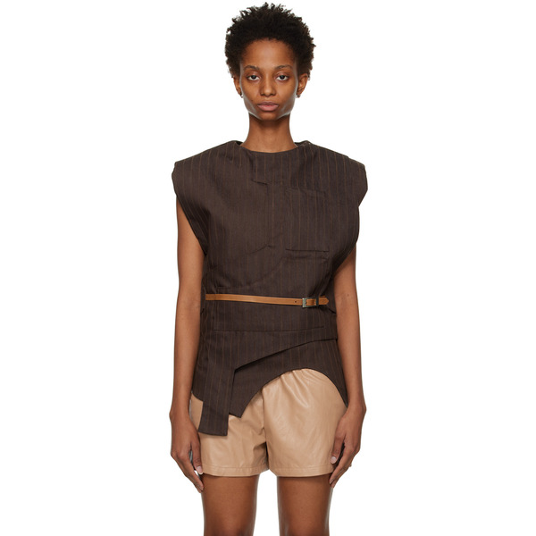  Luar Brown Paneled Tank Top 