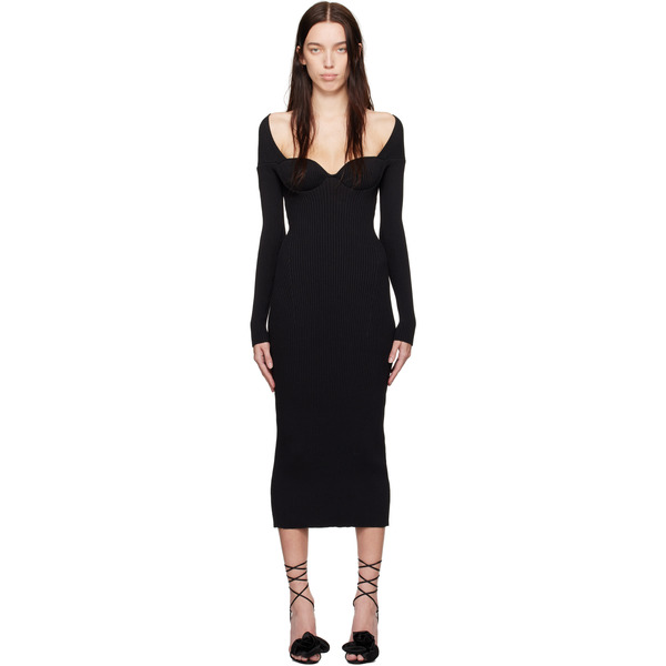  Magda Butrym Black Rib-knit Bustier Maxi Dress 