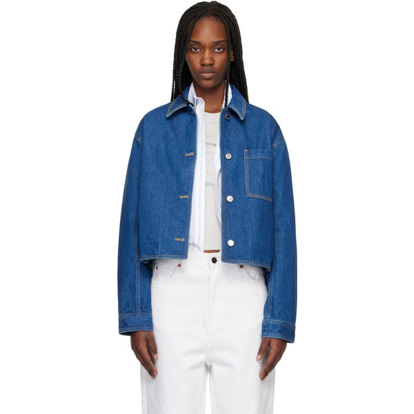  Maison Kitsuné Blue Cropped Denim Jacket 