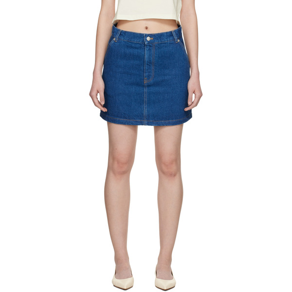  Maison Kitsuné Blue High-rise Denim Miniskirt 