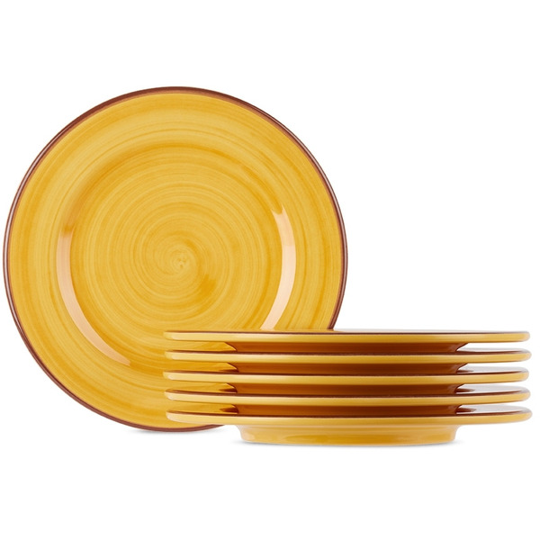  Mario Luca Giusti Yellow Saint Tropez Medium Dinner Plate Set, 6 Pcs 