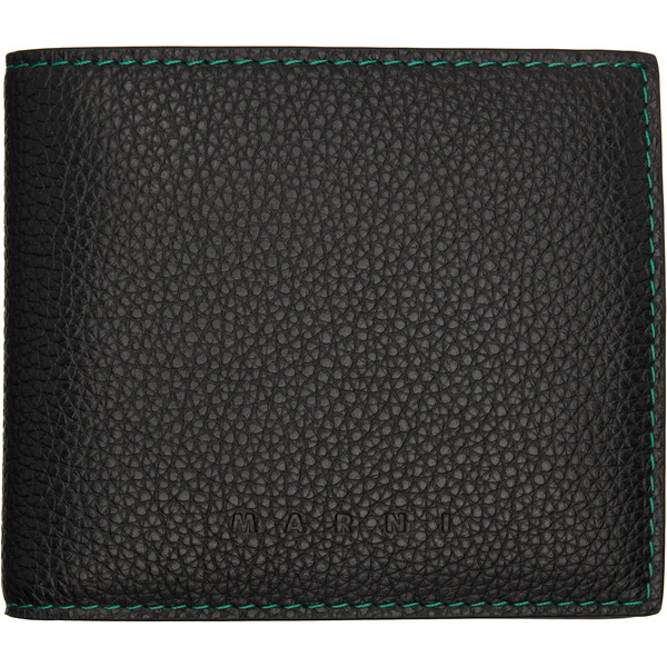  Marni Black Contrast Stitching Leather Bifold Wallet 