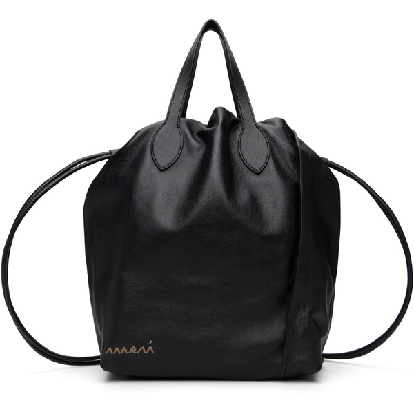  Marni Black Leather Scrunchie Backpack 