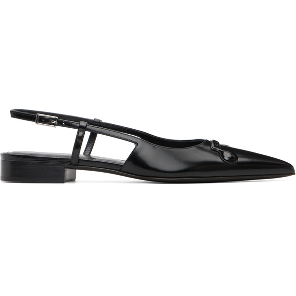  Marni Black Leather Trunkaroo Pointed Toe Slingback Ballerina Flats 