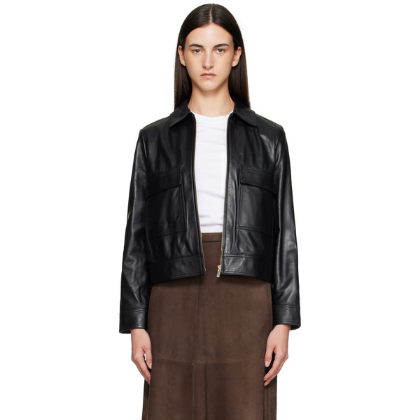  Max Mara Black Nepet Leather Jacket 