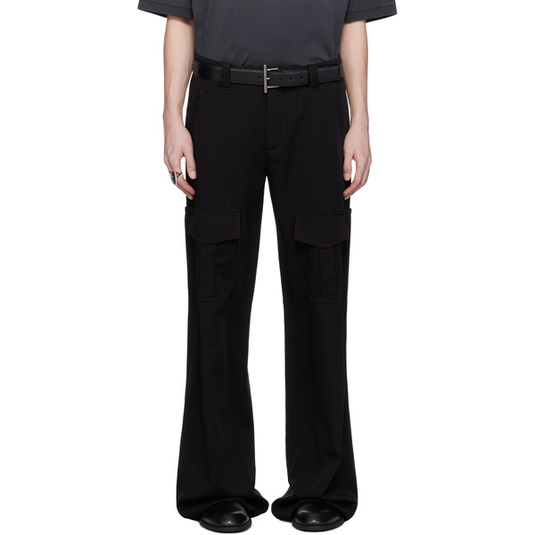  Mcqueen Black Wool Overdyed Low-rise Cargo Pants 