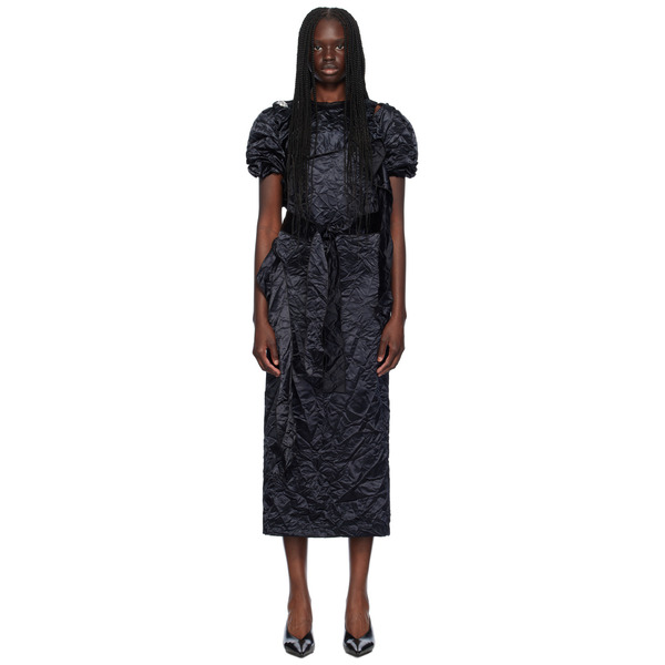  Meryll Rogge Black Creased Midi Dress 