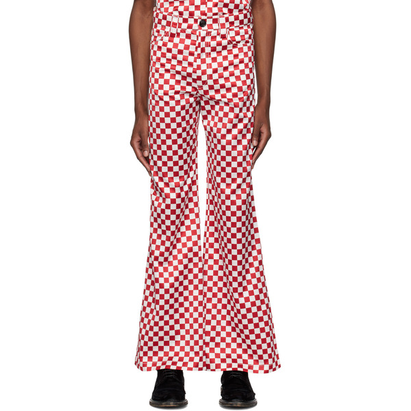  Meryll Rogge Burgundy & White Check Trousers 