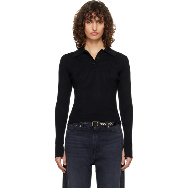  Mfpen Black Partial Placket Polo 
