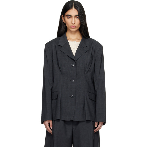  Mfpen Gray Inverted Pleat Blazer 