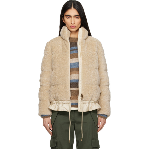  Moncler Beige Cedre Teddy Short Down Jacket 