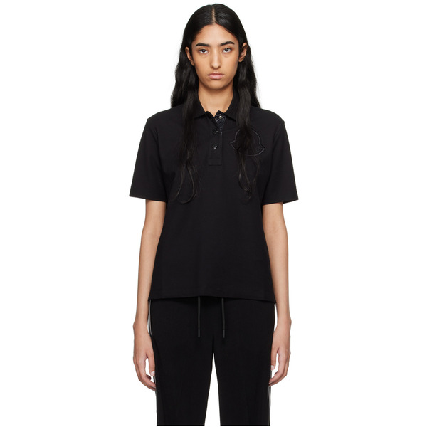  Moncler Black Embroidered-logo Polo 