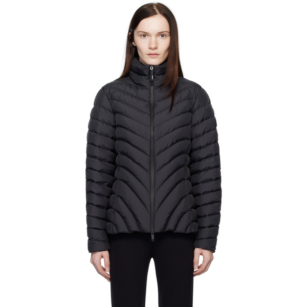  Moncler Black Grange Diagonal-quilted Short Down Jacket 