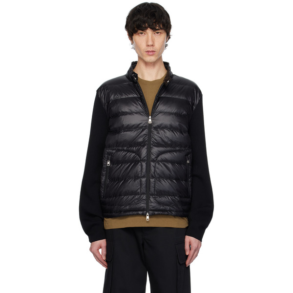  Moncler Black Padded Wool Zip-up Down Jacket 