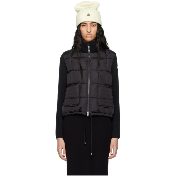  Moncler Black Paneled Down Cardigan 