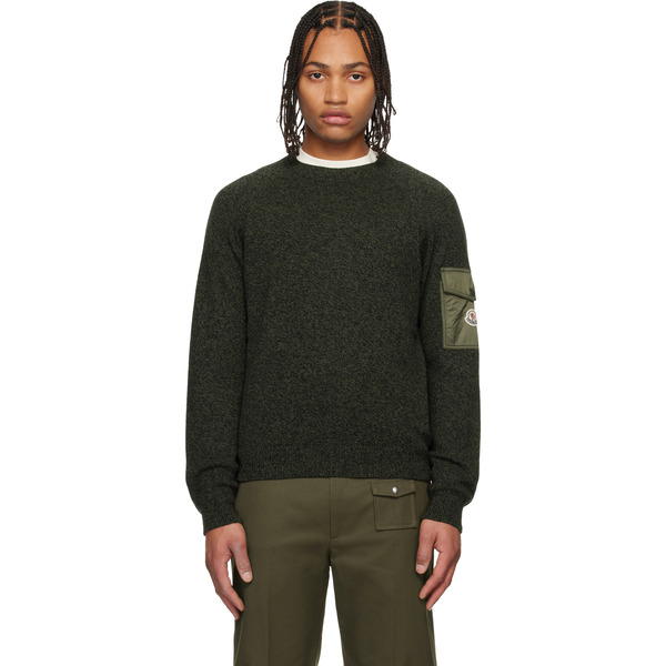  Moncler Khaki Mouliné Wool & Cashmere Sweater 