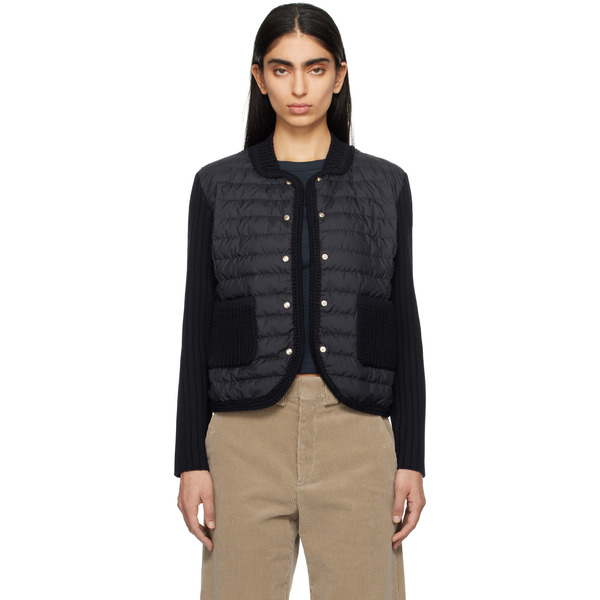  Moncler Navy Padded Wool Down Cardigan 