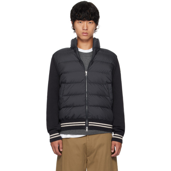  Moncler Navy Paneled Down Cardigan 