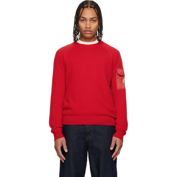  Moncler Red Mouliné Wool & Cashmere Sweater 