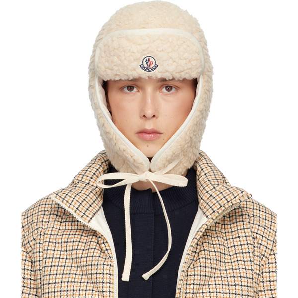  Moncler White Teddy Reversible Hat 