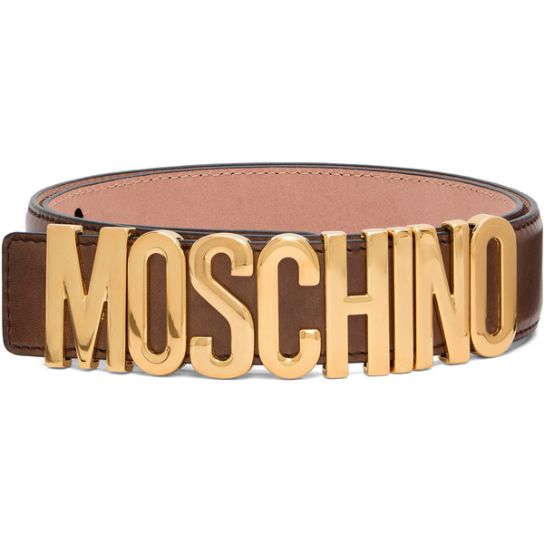 Moschino Brown Logo Hardware Belt 