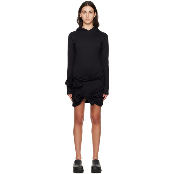  Msgm Black Hooded Minidress 