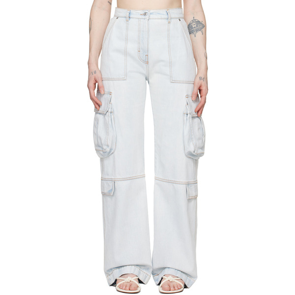  Msgm Blue Oversized Denim Cargo Pants 