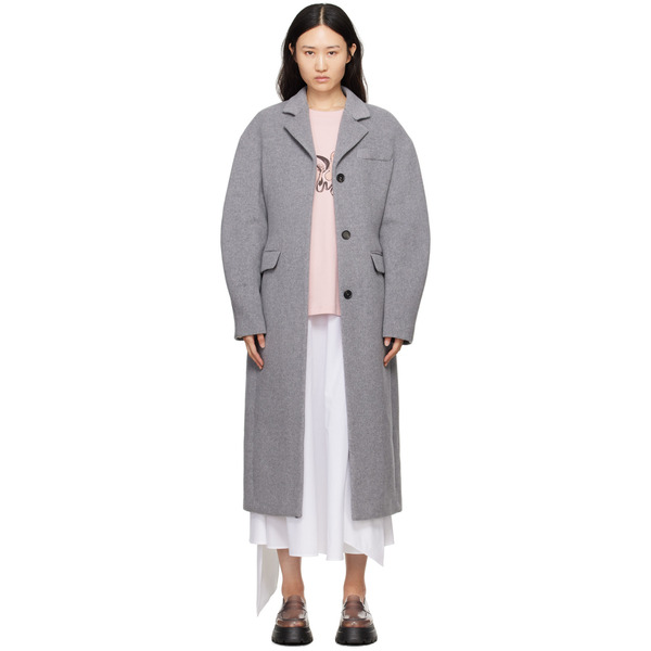  Msgm Gray Dropped Shoulder Coat 
