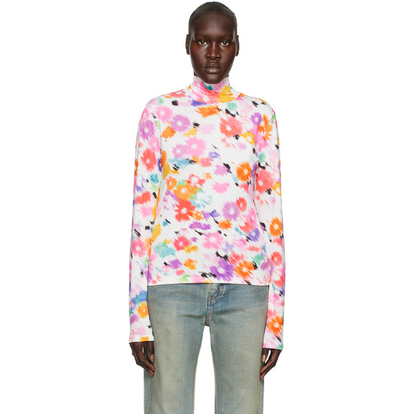 Msgm Multicolor Printed Turtleneck 