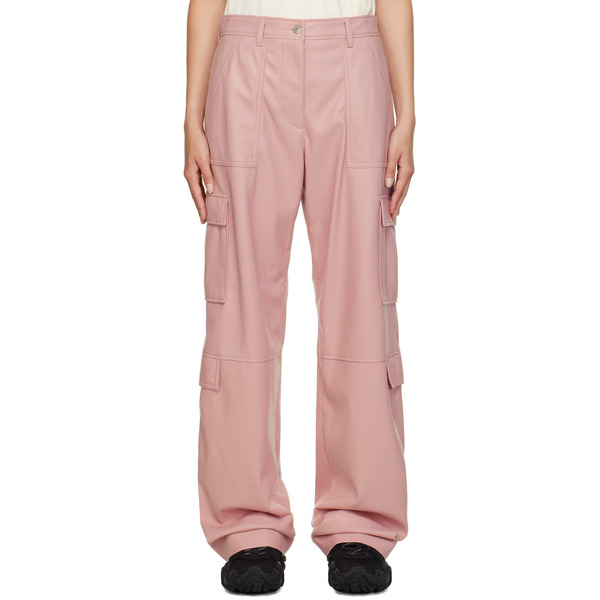  Msgm Pink Cargo Pockets Faux-leather Trousers 
