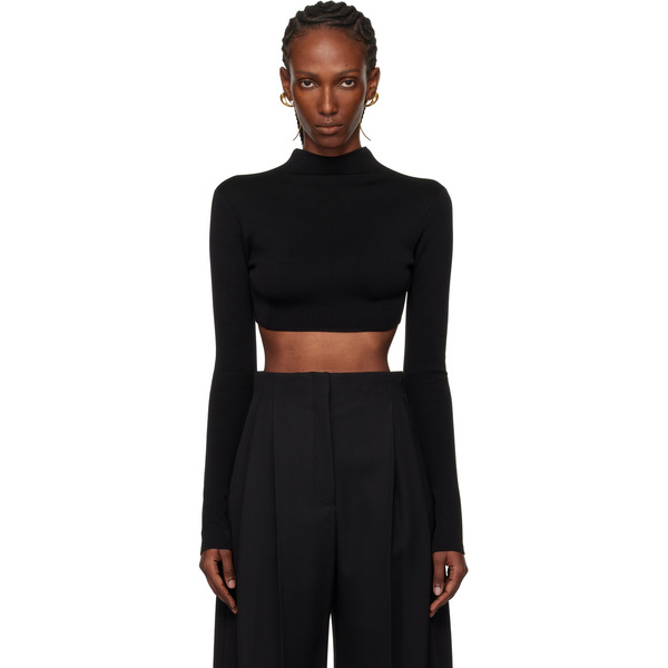  Mugler Black Short Knit Top 