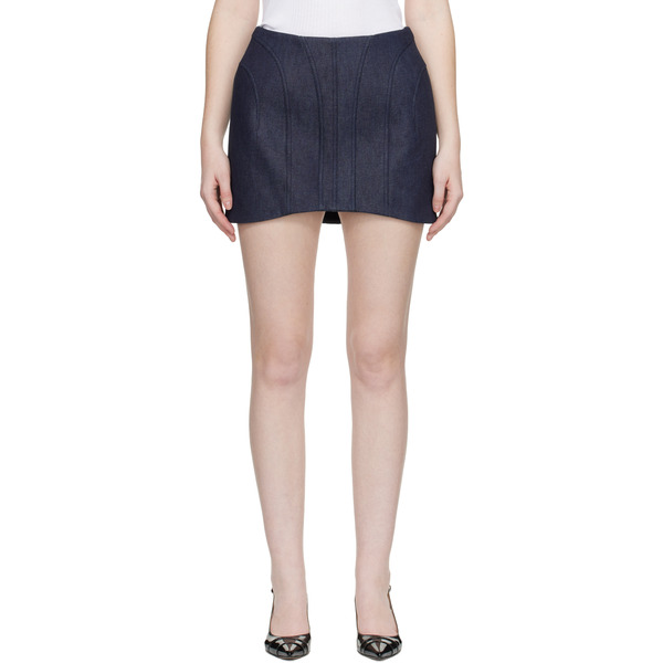  Mugler Navy Raw Denim Miniskirt 