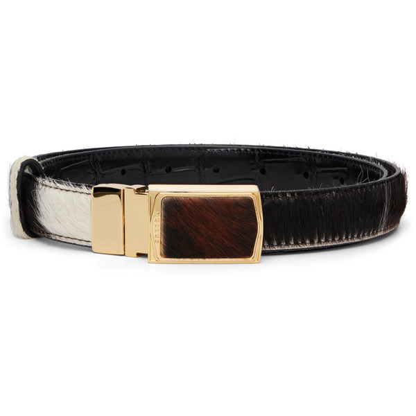  Nullus Brown Ponyhair Calfskin Reversible Belt 