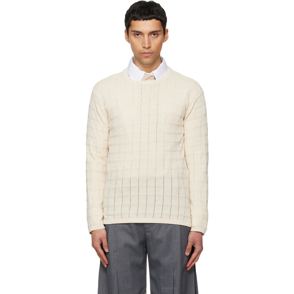 Nullus Off-white Cube Texture Knit Sweater 