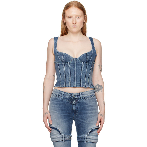  Off-white Blue Bustier Denim Tank Top 