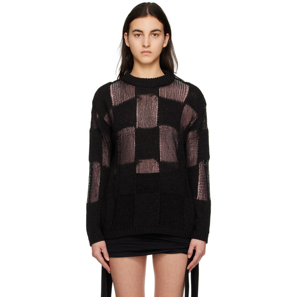  Open Yy Black Check Sweater 