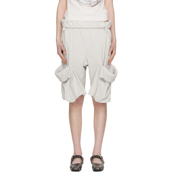  Open Yy Gray Rolled Waist Sweat Cargo Shorts 
