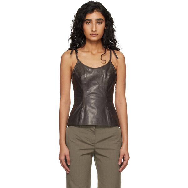  Our Legacy Brown String Leather Tank Top 