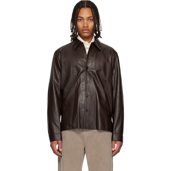  Our Legacy Brown Welding Leather Overshirt 