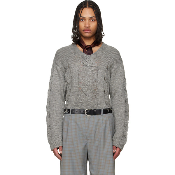  Our Legacy Gray Link V-neck Sweater 