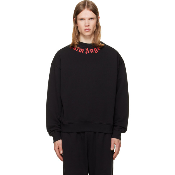  Palm Angels Black Neck Logo Sweatshirt 